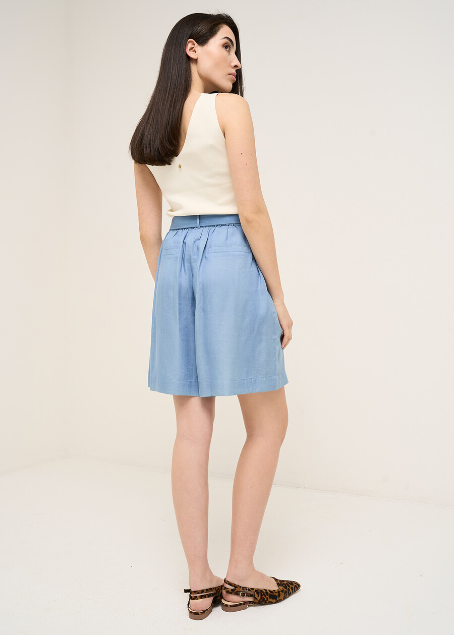 Bermuda Boxy in viscosa con cintura DENIM MEDIUM DENIM Donna , immagine n. 5