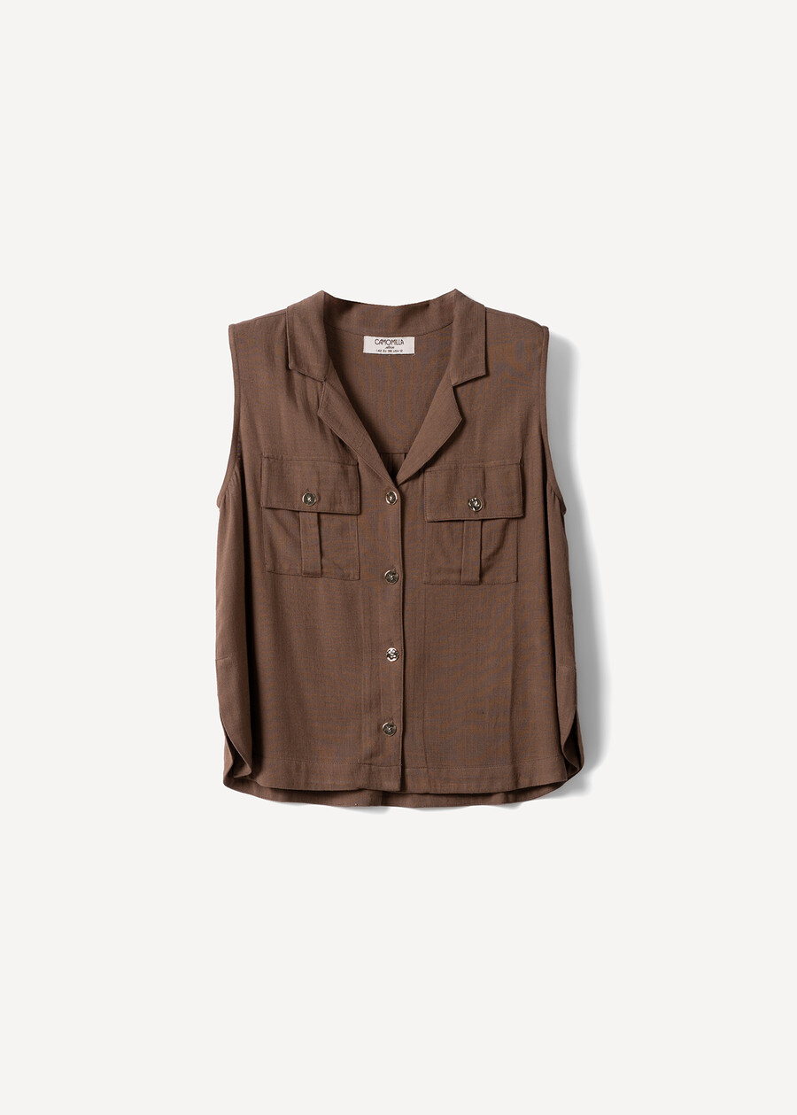 Top Tonny stile camicia con rever MARRONE Donna , immagine n. 5