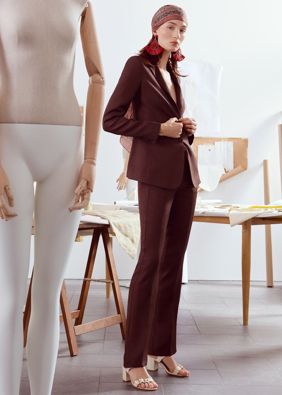 Pantaloni Jacqueline-L Lino e Viscosa MARRONE JAVAARANCIO CAROTENE Donna , immagine n. 1