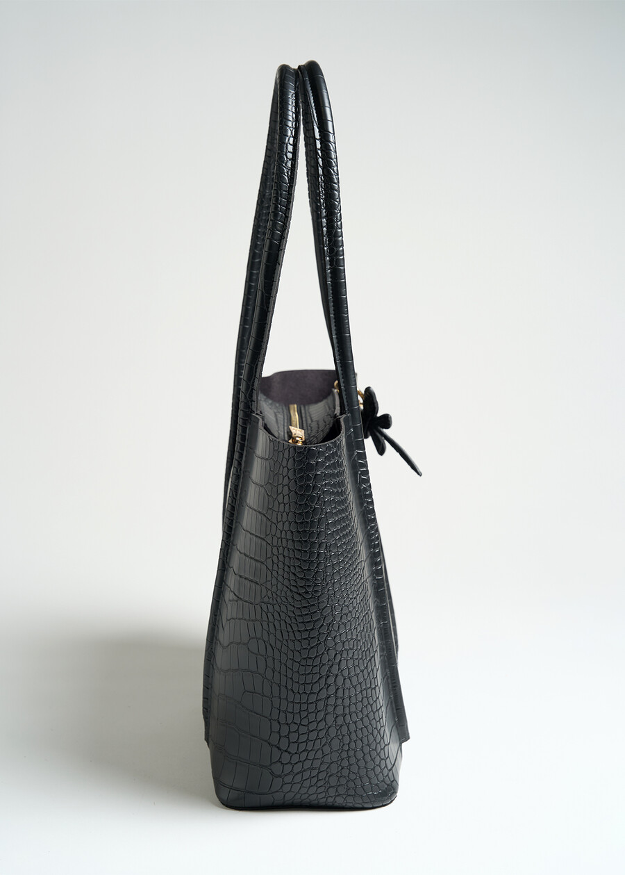 Baxi croc-effect shopper bag NERO Woman , image number 3