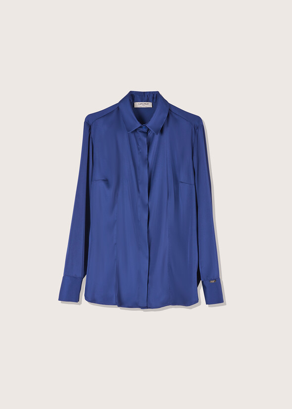 Camicia Alessia in satin BLUBEIGE NAVAJOVERDE LIMEBLUE OLTREMARE  Donna null