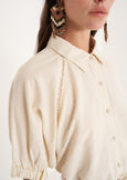 Camicia Catty in viscosa e lino VIOLA MELANZANABIANCO BURRO Donna immagine n. 2