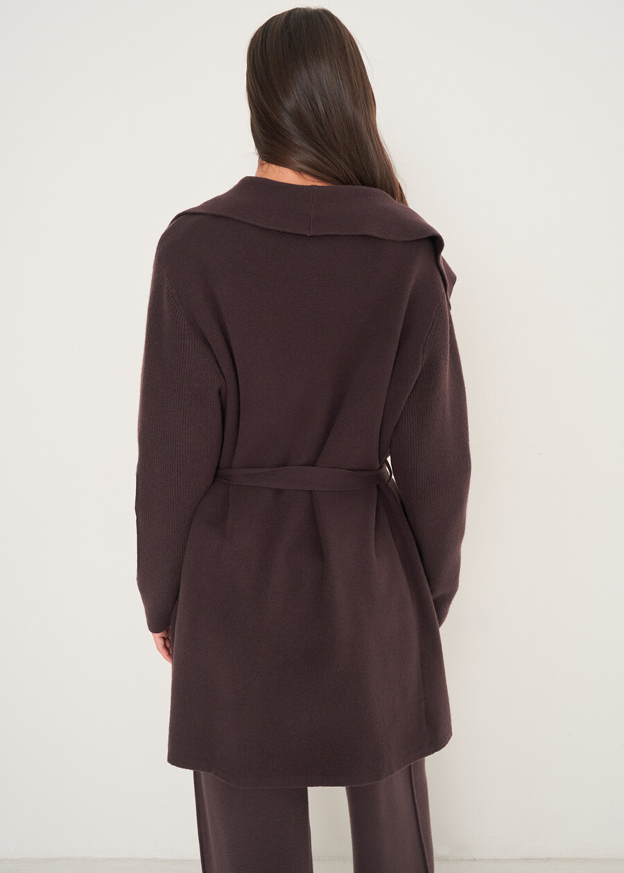 Cardigan Clotilde con collo a scialle MARRONE CAFFEGRIGIO PERLA Donna , immagine n. 4