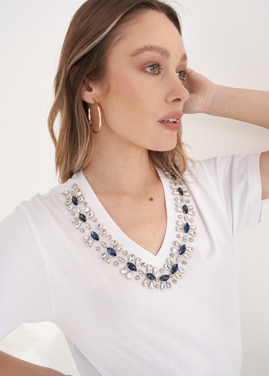 Sunrise T-Shirt with Crystals BLUBIANCO WHITE Woman , image number 2