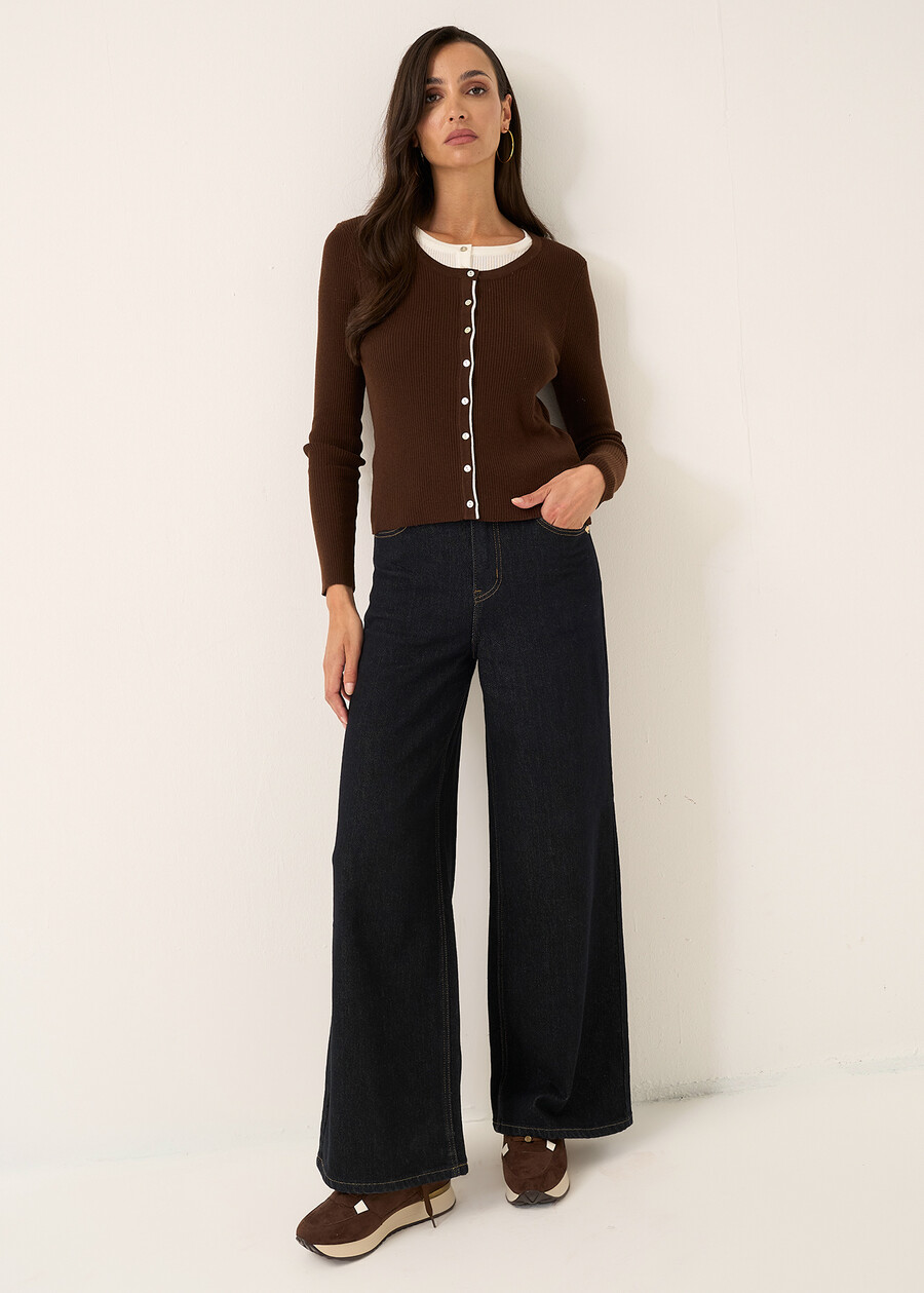 Maglia Mia 2 in 1 effetto twin-set MARRONE Donna , immagine n. 4