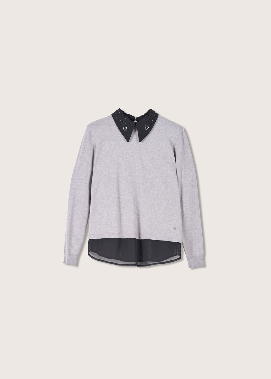 Maglia Morena con inserto a camicia GRIGIO MEDIUM GREY Donna , immagine n. 4