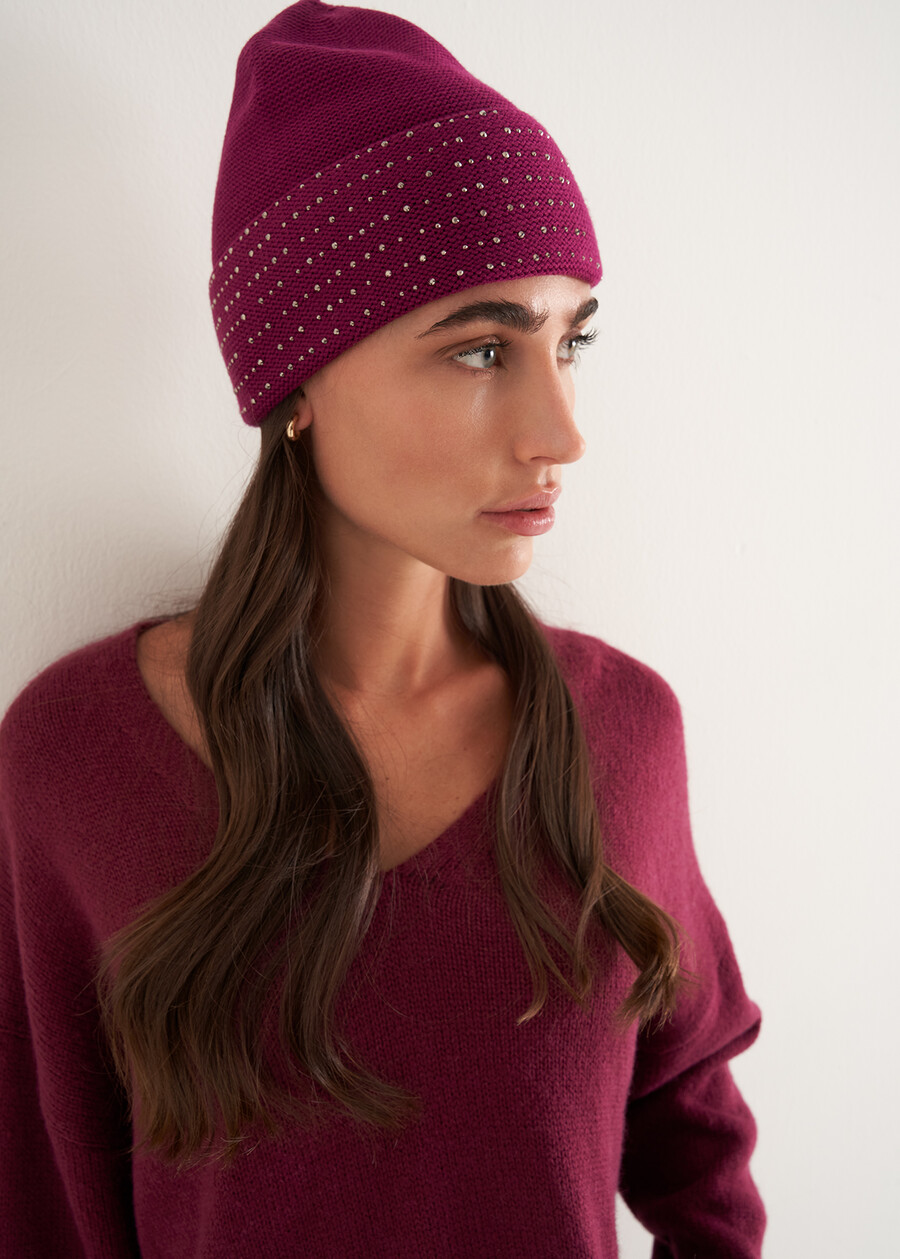 Gift Idea – Rhinestone-Detail Scarf e Matching Bea ROSSO MAGENTA Woman , image number 2