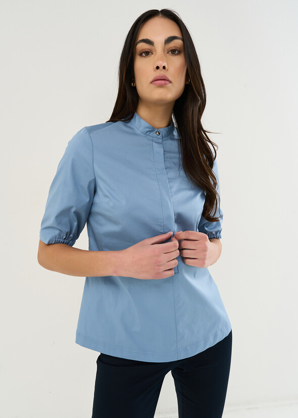 Coeur cotton blend blouse AZZURO AZZURRO Woman null