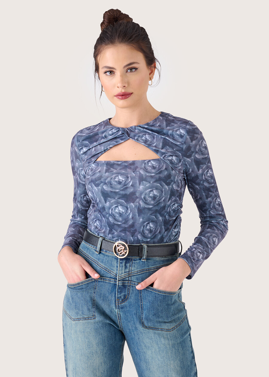 Maglia Sasuke con fantasia floreale BLU GRAFITE Donna , immagine n. 1