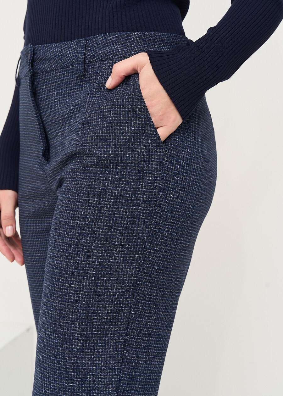 Pantaloni Clair fantasia check BLU BLUE Donna , immagine n. 4