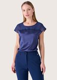 Sophya t-shirt in double fabric BLUE OLTREMARE FUXI GLOSS Woman image number 1