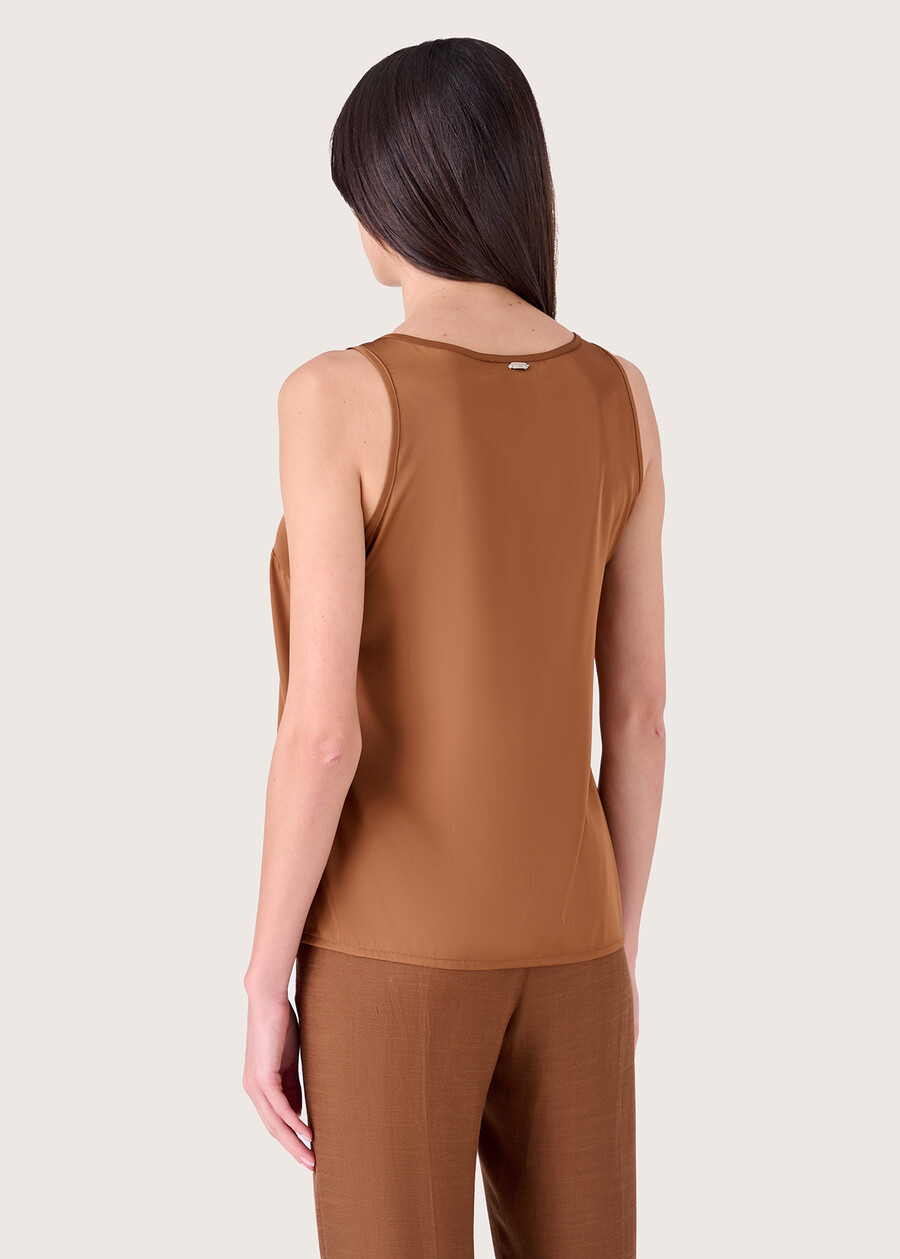 Top Tiziano in satin MARRONE CACAOBIANCOBLUE OLTREMARE FUXI GLOSS Donna , immagine n. 3