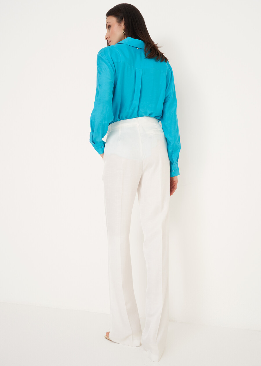 Pantaloni Giorgia-E in lino e viscosa BLUBIANCO WHITE Donna , immagine n. 6