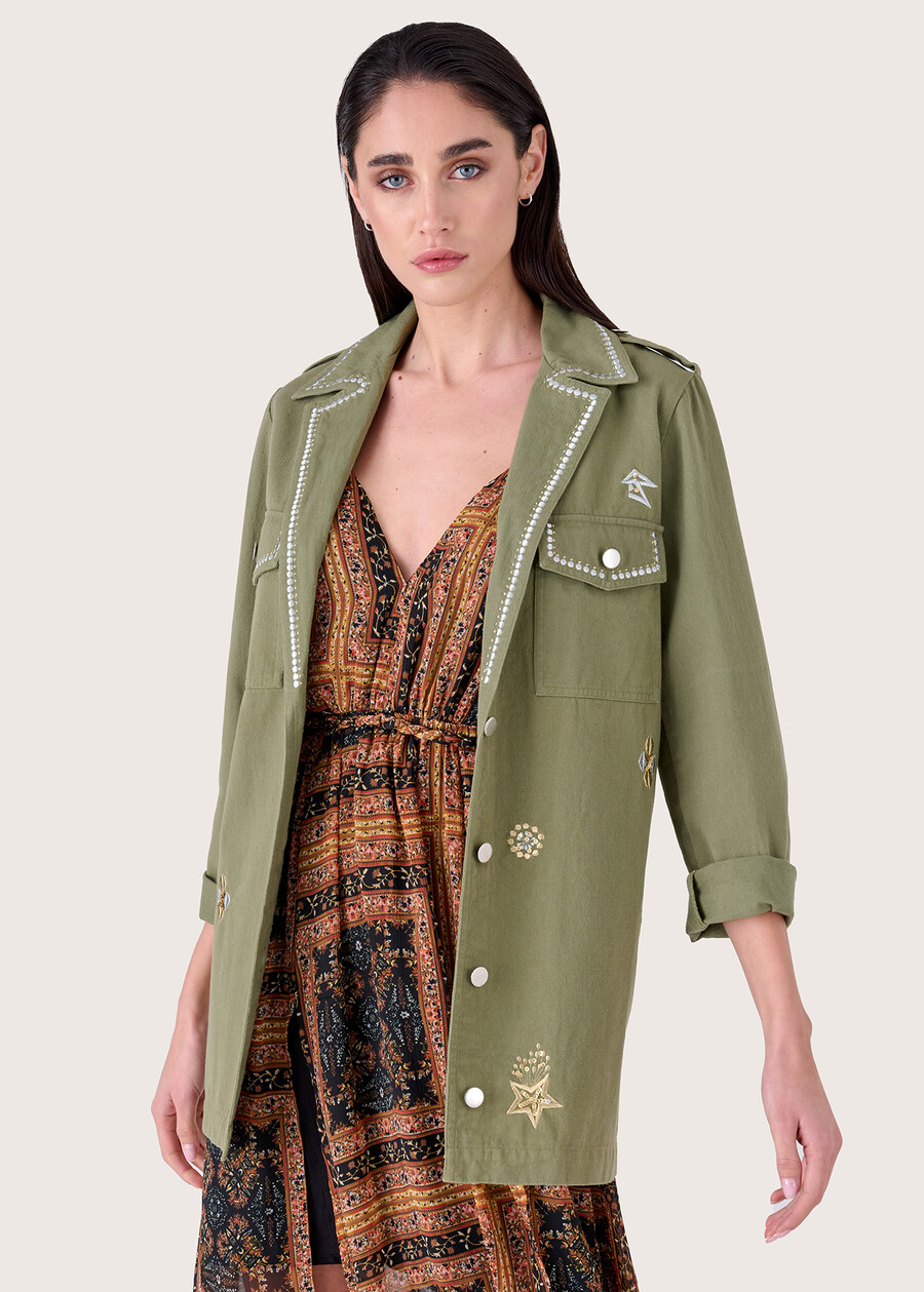 Garden 100% cotton denim jacket VERDE TEA Woman , image number 1