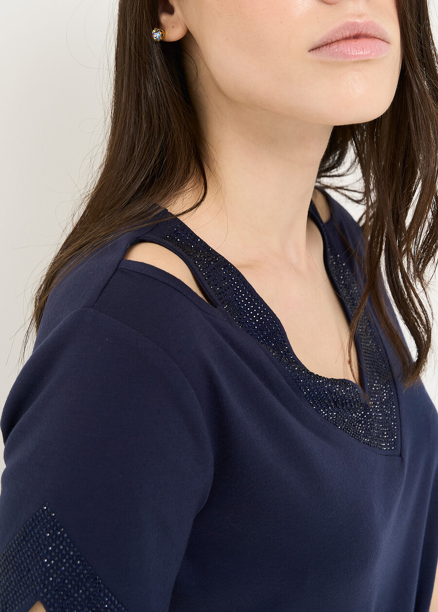 Shony T-shirt with crystals BLU Woman , image number 3