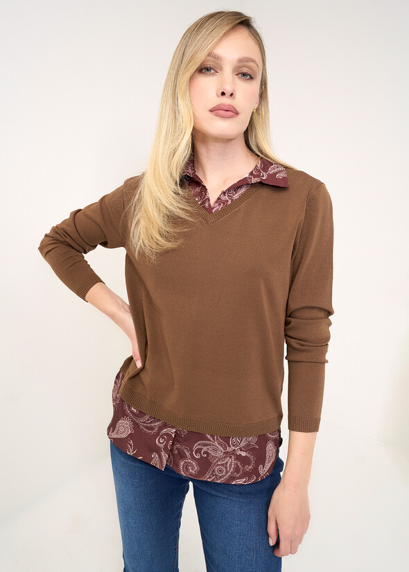 Maglia Melany 2 in 1 con camicia MARRONE Donna null