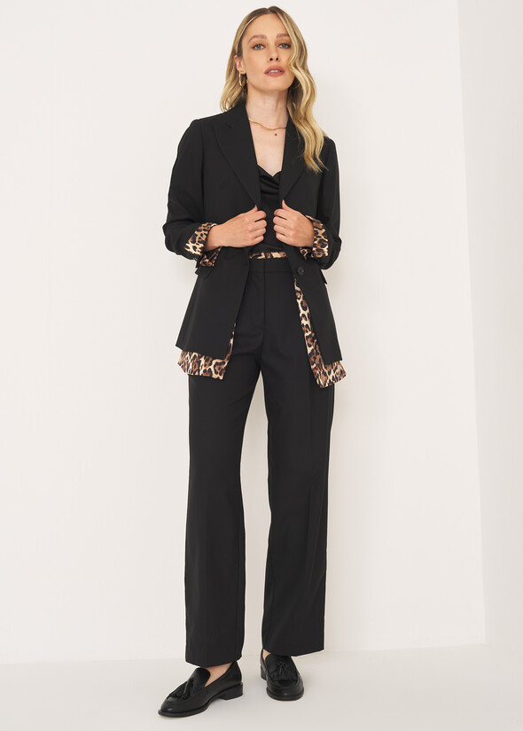 Leopard-Print Suit with Wide-Leg Trousers NERO BLACK Woman null