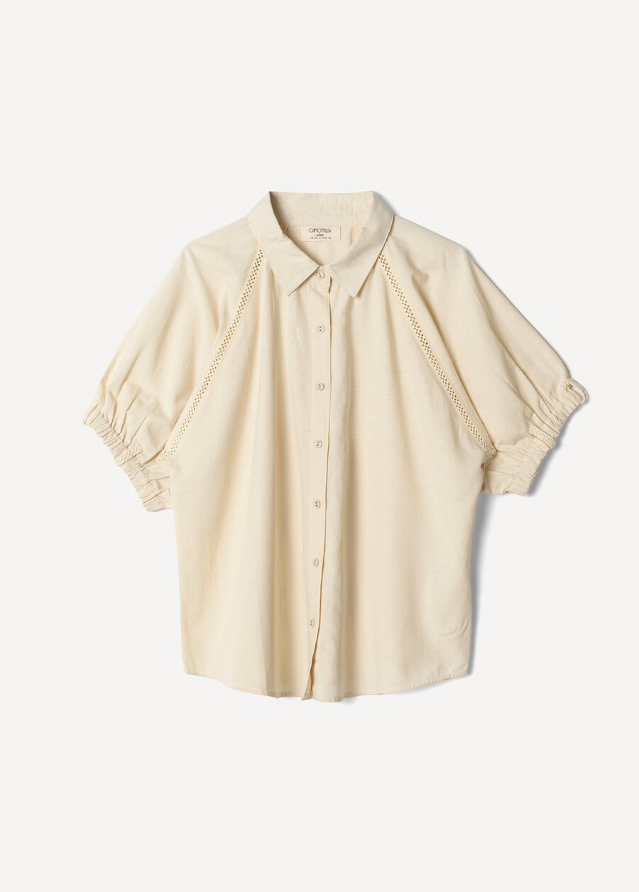 Camicia Catty in viscosa e lino
 VIOLA MELANZANABIANCO BURRO Donna , immagine n. 5