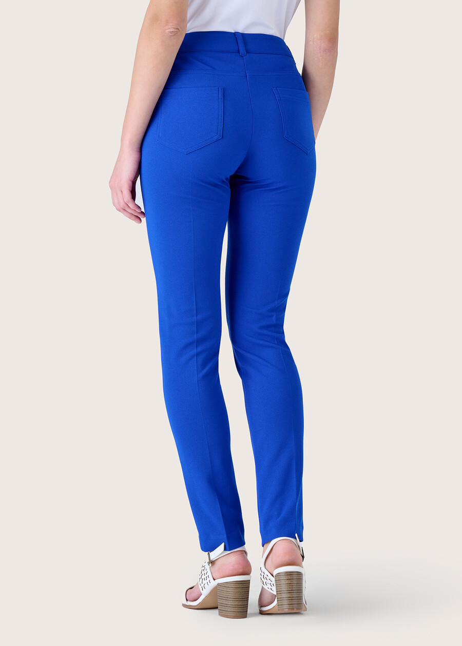 Kate screp fabric trousers BLUE OLTREMARE BLU ELETTRICOROSSO TULIPANO Woman , image number 4