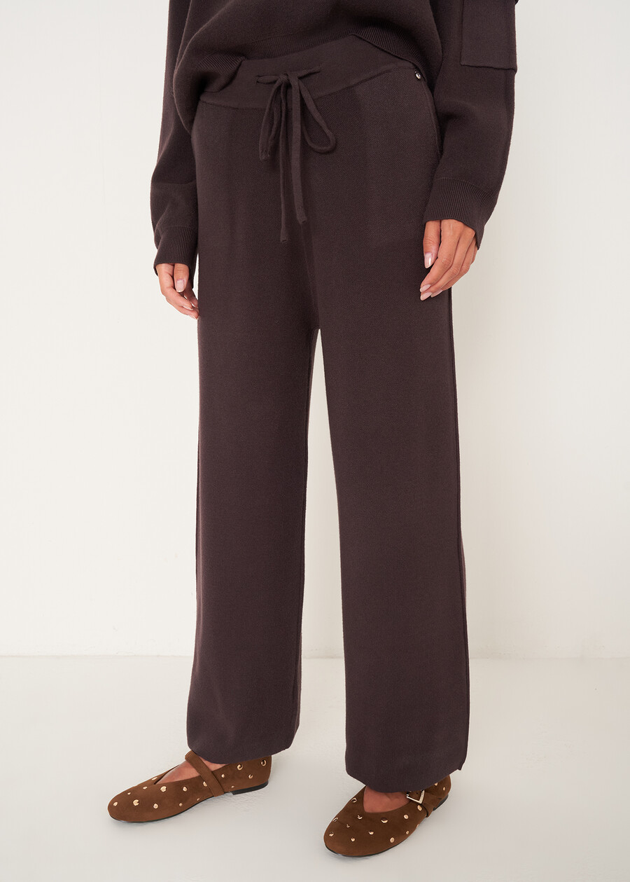 Pantaloni Perry in maglia MARRONE CAFFEGRIGIO PERLA Donna , immagine n. 2
