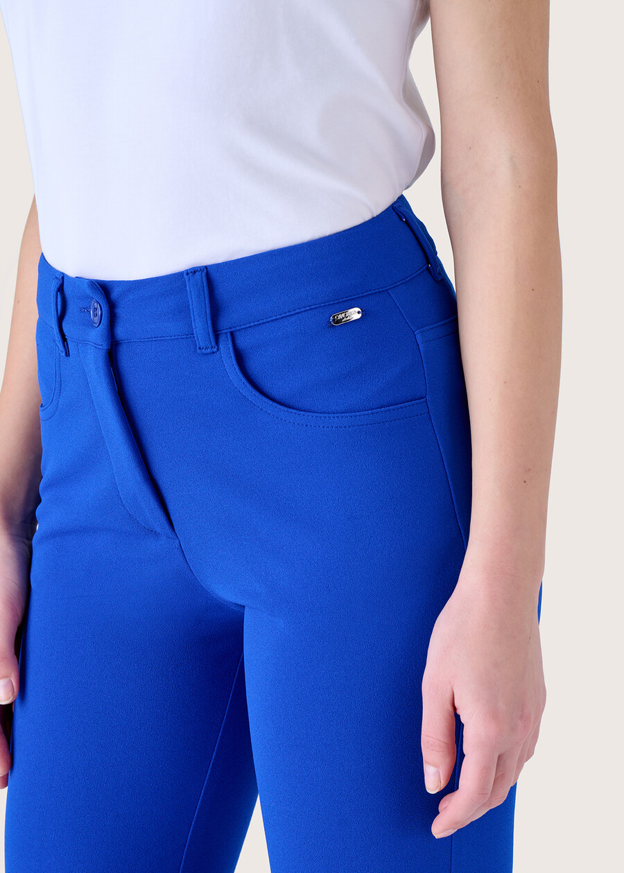 Kate screp fabric trousers BLUE OLTREMARE BLU ELETTRICOROSSO TULIPANO Woman , image number 3