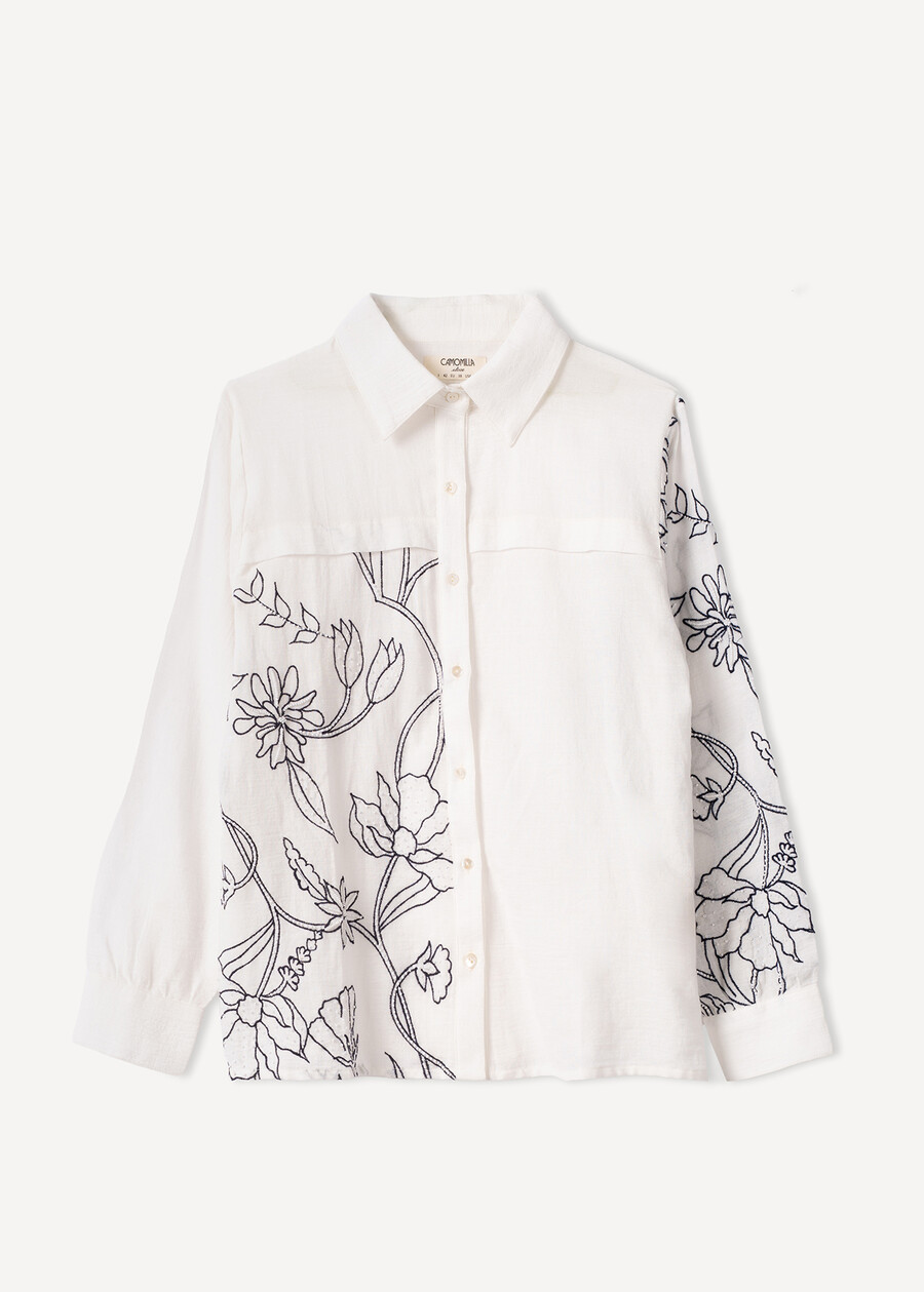 Camicia Calyda in cotone con ricami BIANCO WHITE Donna , immagine n. 4