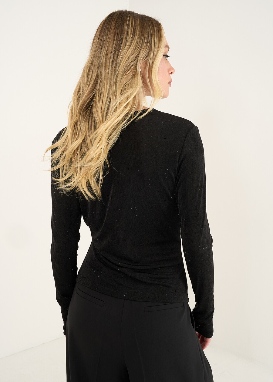 T-shirt Soraya aderente in lurex NERO Donna , immagine n. 4