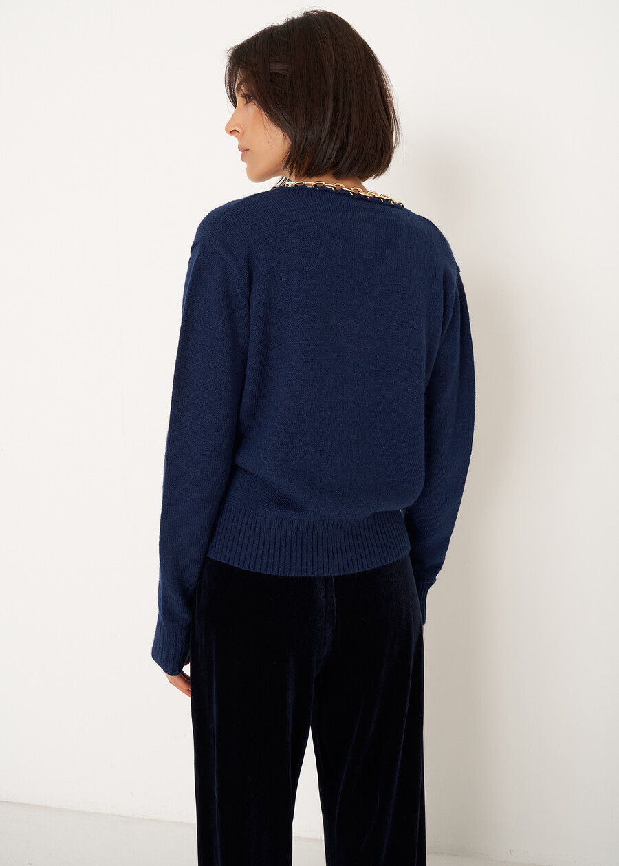 Malawi V-neck sweater BLU MIDNIGHTVIOLA VINACCIA Woman , image number 3