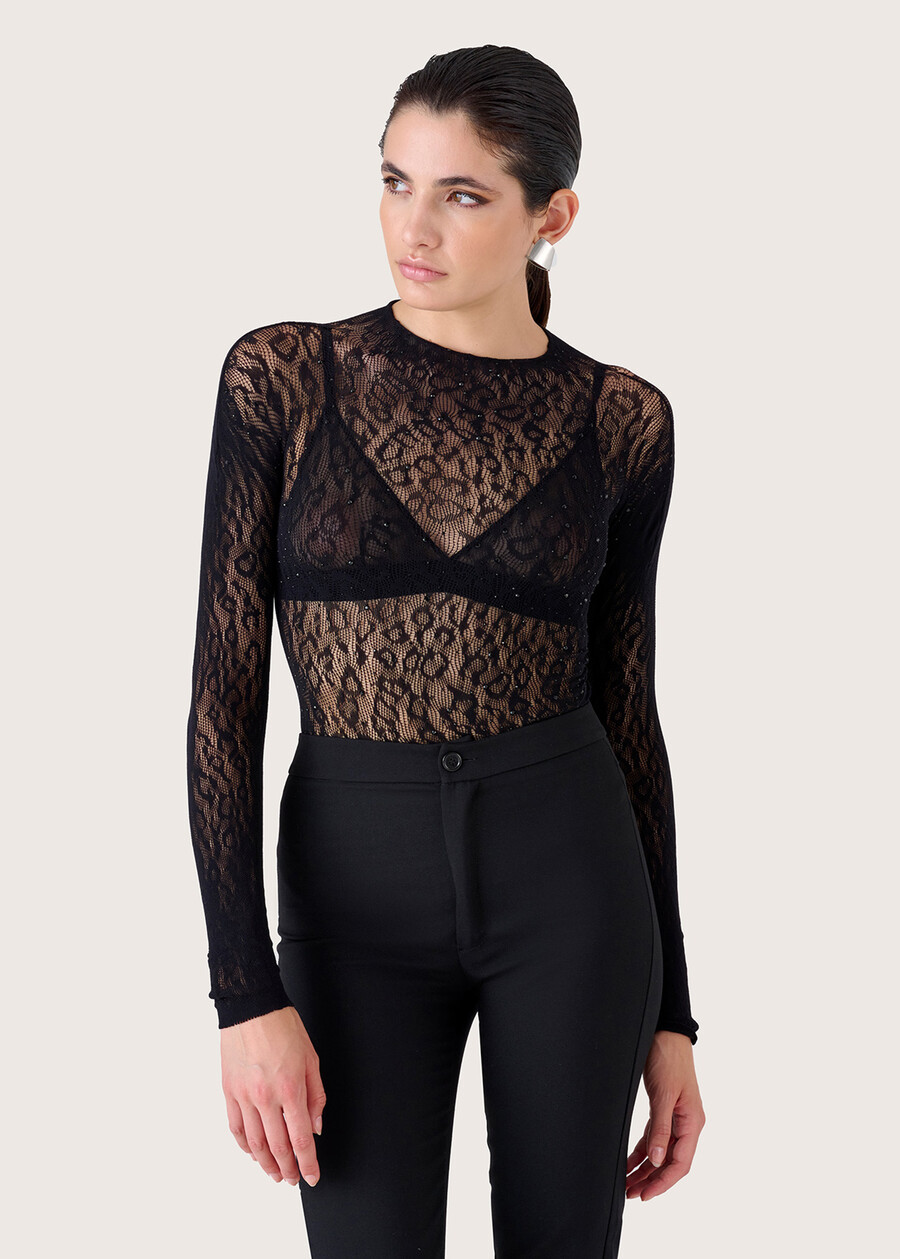 Maglia Seduction con trama animalier NERO BLACK Donna , immagine n. 1