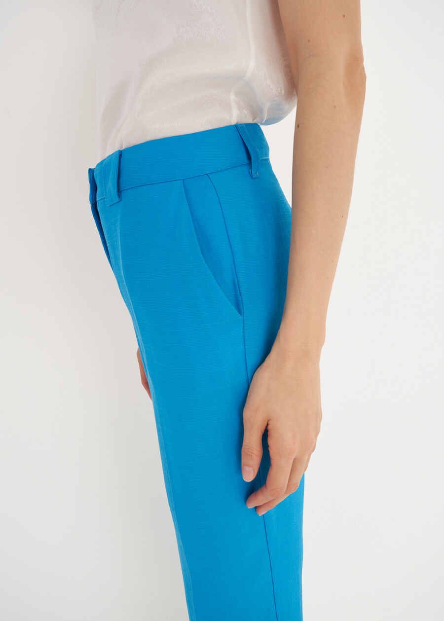 Alice-E linen e viscose trousers BLUMARRONE JAVABIANCO WHITEBLUE TURCHESE Woman , image number 5