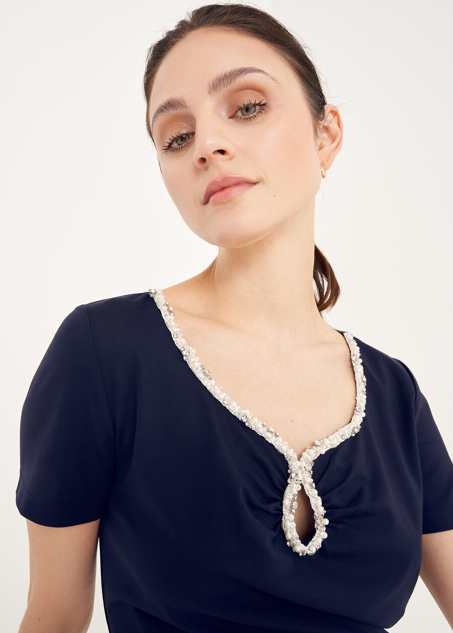 Sybil T-shirt With Rhinestones BLUBIANCO WHITE Woman , image number 2