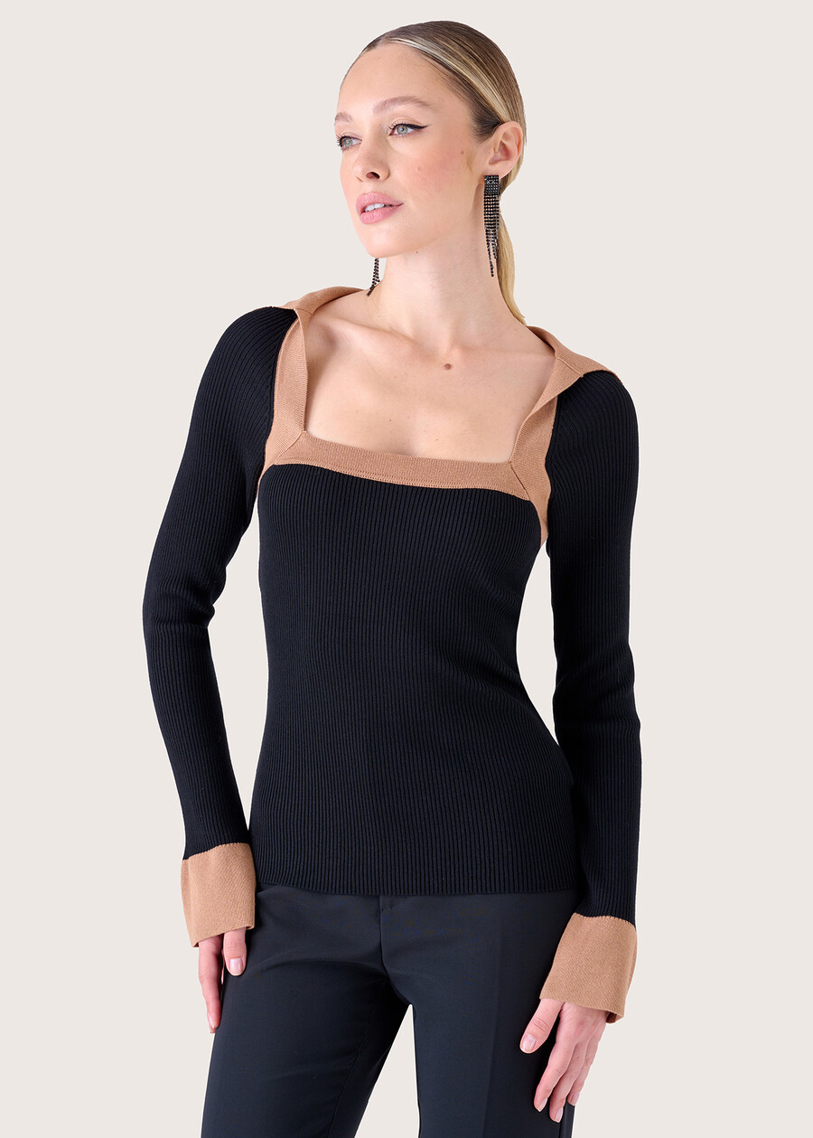 Miriam jersey with square neckline NERO BLACK Woman , image number 1