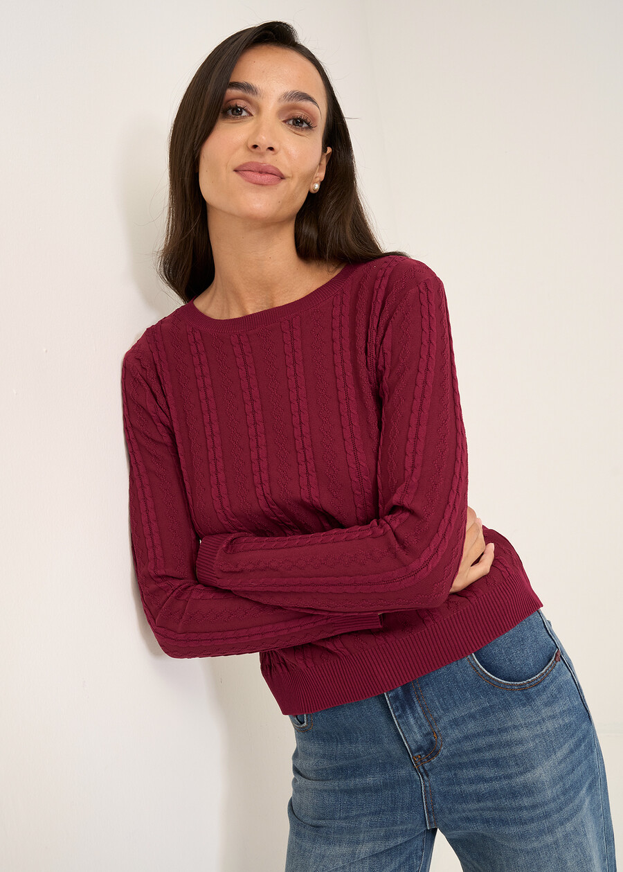 Maglia Mabel a girocollo ROSSO BORDEAUXCELESTE POLVERE Donna , immagine n. 2