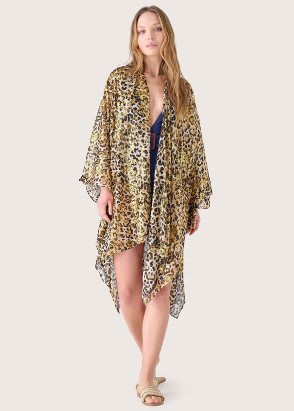 Marzia cape with animalier print  Woman null
