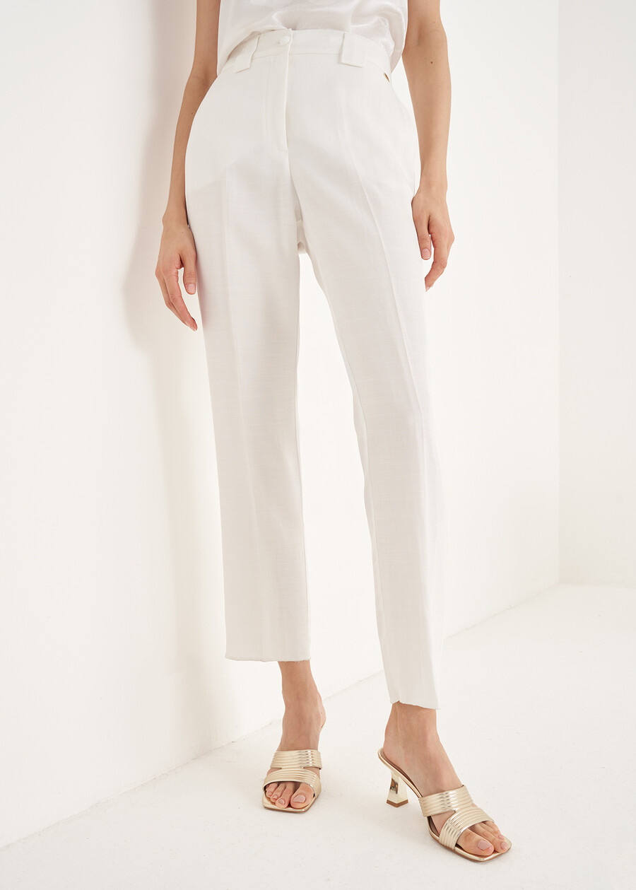 Alice-E linen e viscose trousers BLUMARRONE JAVABIANCO WHITEBLUE TURCHESE Woman , image number 5