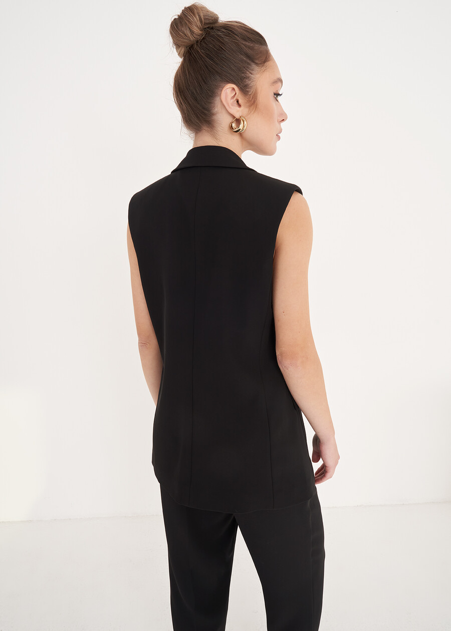 Gilet Gile Monopetto Con Tasche BIANCO WHITENERO BLACK Donna , immagine n. 3