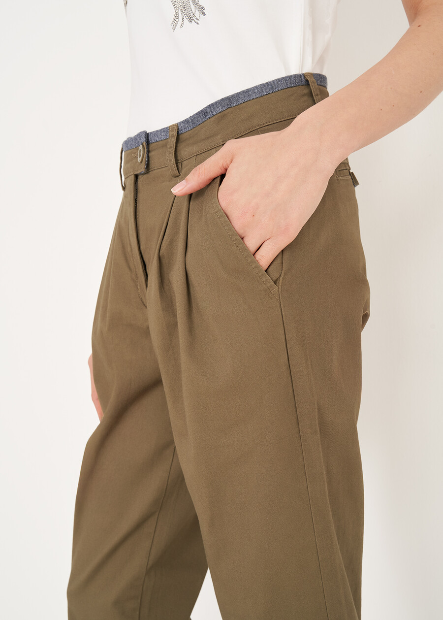 Pantaloni Paride A Sigaretta BEIGEVERDE ALGA Donna , immagine n. 3