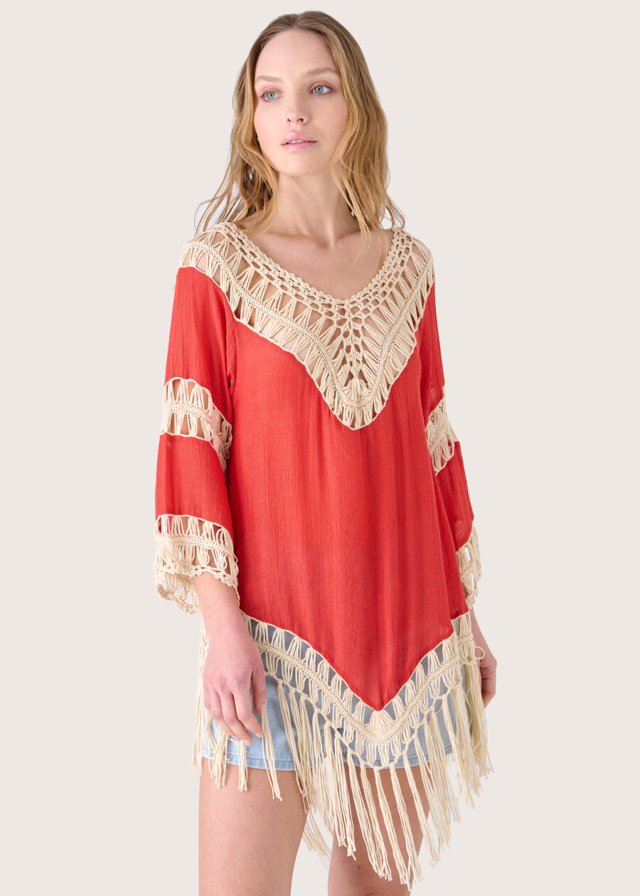 Belial blouse with crochet inserts BEIGE Woman , image number 1