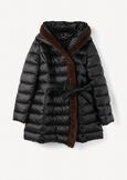 Portos long padded coat with belt NERO BLACKGRIGIO PERLA Woman image number 7