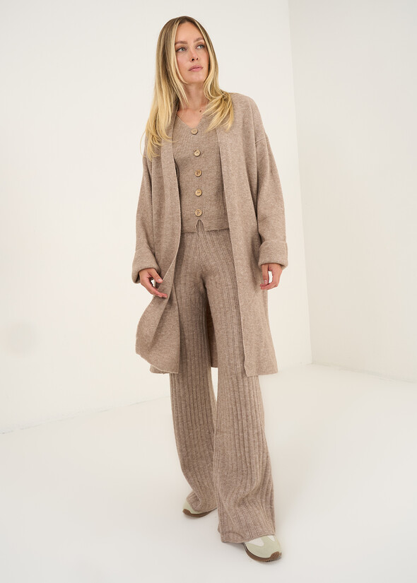 Pantaloni Paky in maglia a coste MARRONE Donna null