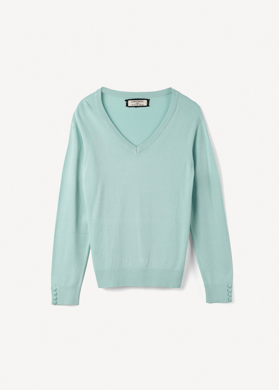 Maglia Milly scollo a V CELESTE POLVERE Donna , immagine n. 5