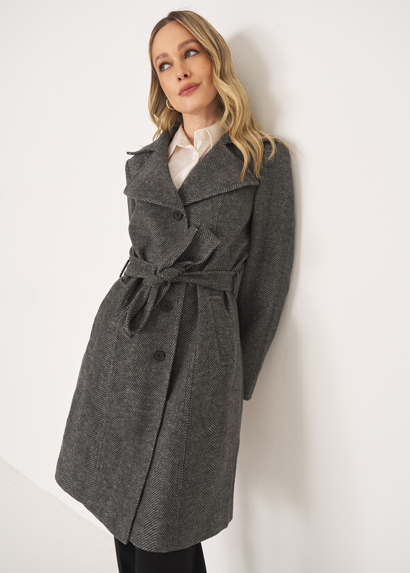 Trench Coat-B wool-blend coat NERO BLACK Woman null