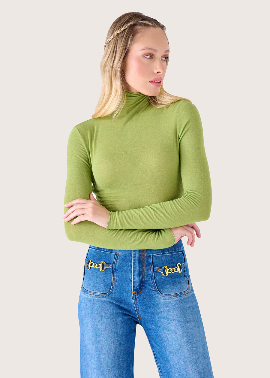 Maglia Stacey in viscosa NERO BLACKBEIGE LATTEBLU LAGUNAVIOLA IRISMARRONE TIERRAVERDE AVOCADO Donna , immagine n. 1