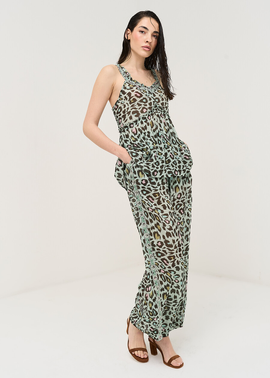 Pantaloni Packy larghi animalier VERDE AQUA Donna , immagine n. 1