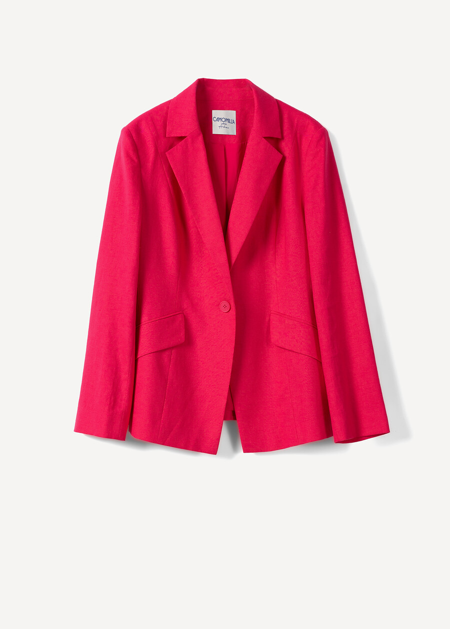 Gennifer linen blend jacket BLUROSABIANCO WHITEROSA FUCSIA Woman , image number 5