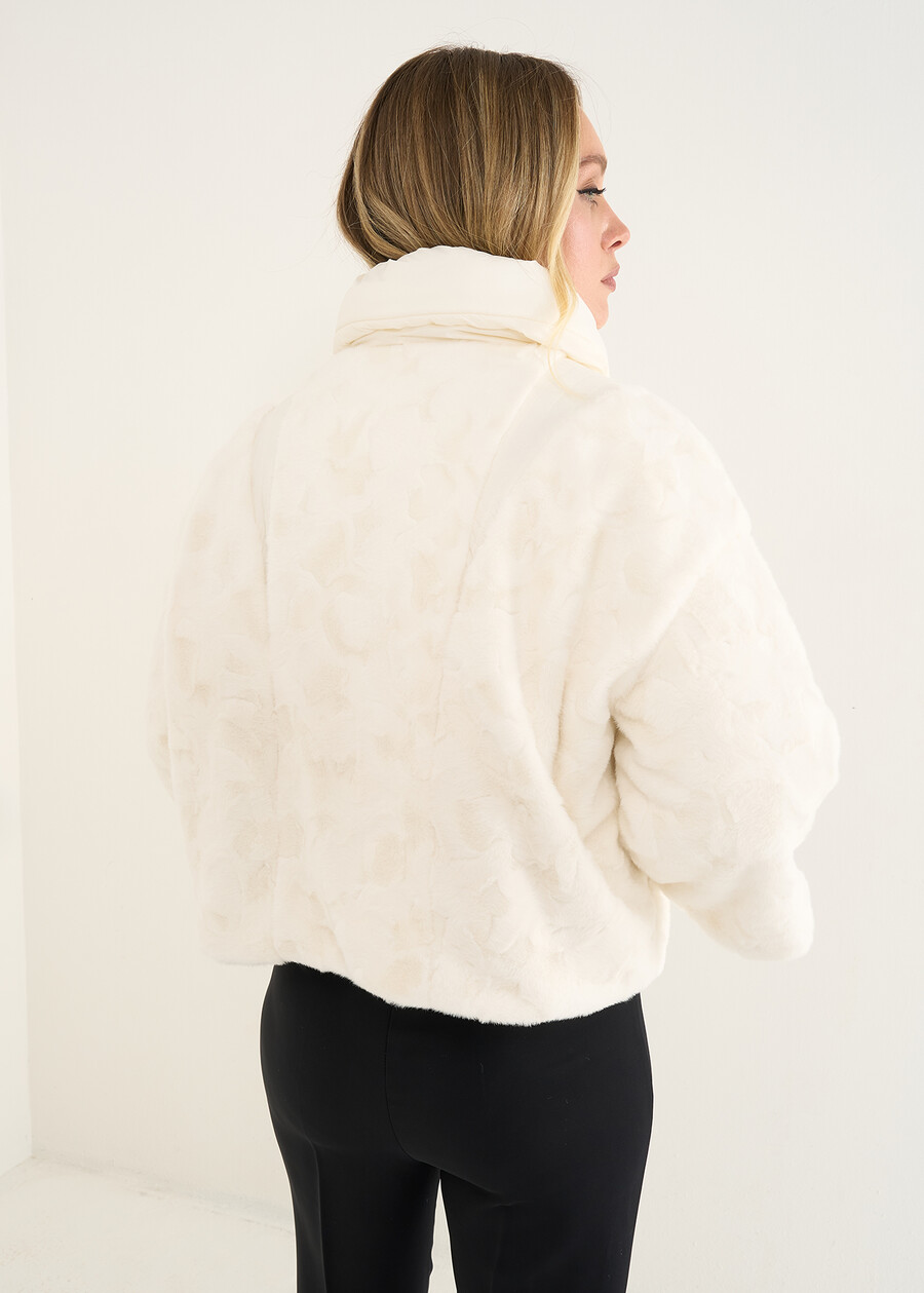 Piumino Percey a cappetta bimateriale BIANCONERO Donna , immagine n. 5