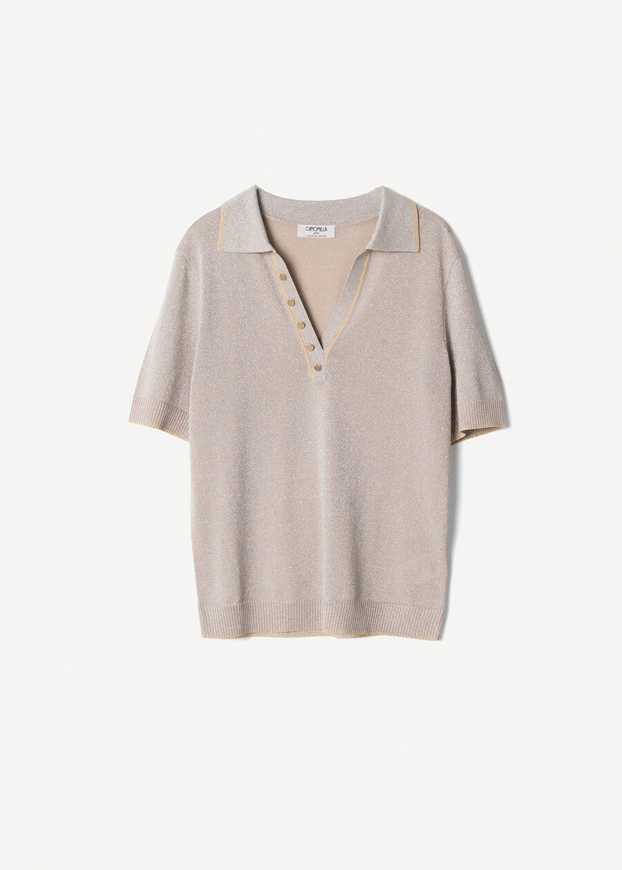 Maglia Sidney con profilo lurex BEIGE SABBIA Donna , immagine n. 5