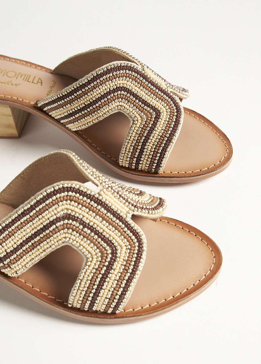 Scelum sandals with beads BEIGE SAFARI Woman , image number 3