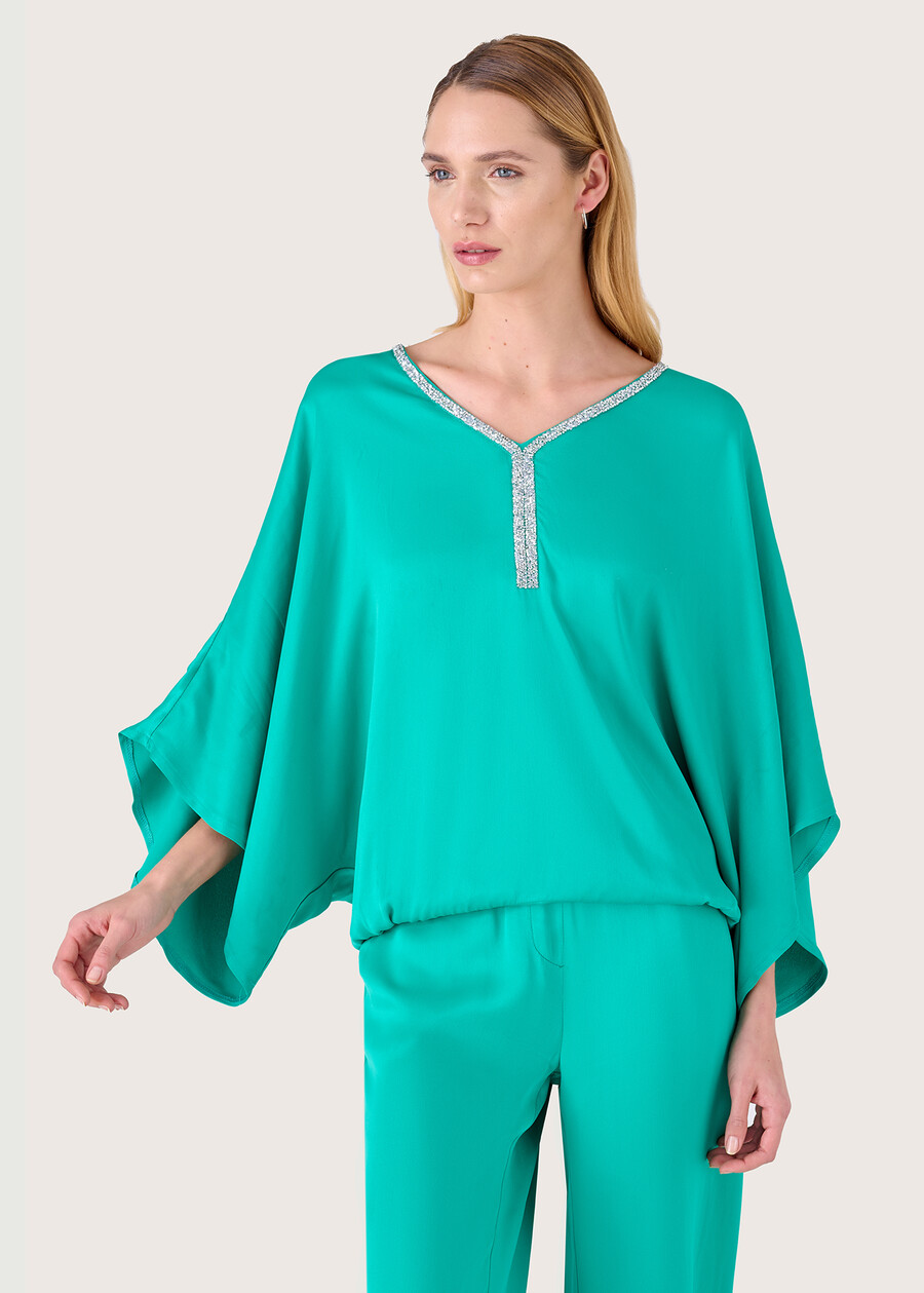 Blusa Samanta con strass BLU AQUAMARINE Donna , immagine n. 1