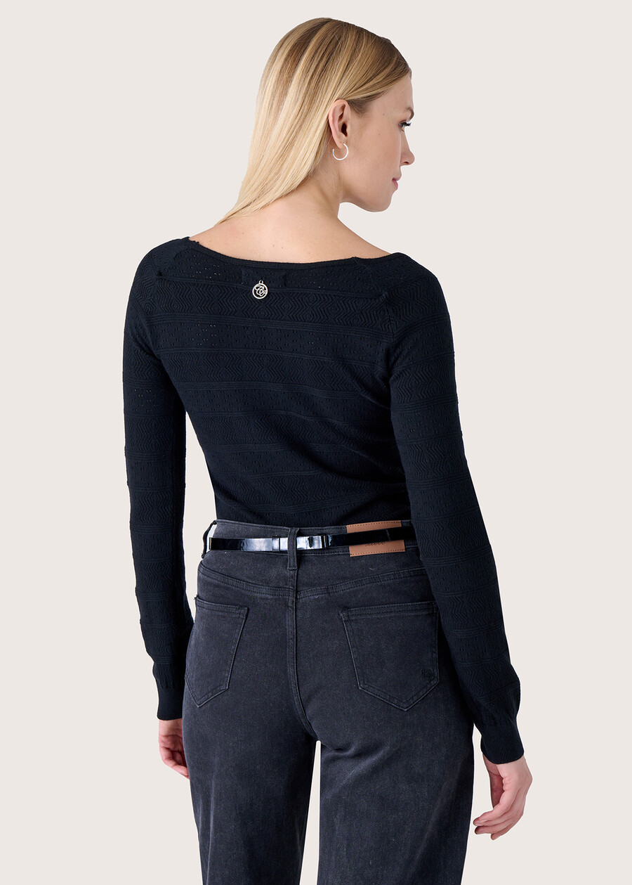 Morata jersey with pearls NERO BLACK Woman , image number 3